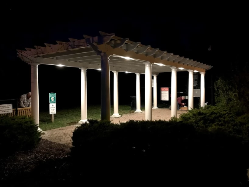 This pergola illuminates a walkway which would otherwise be dark.